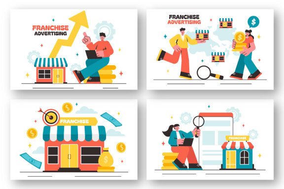 12 Franchise Advertising Business Illustration