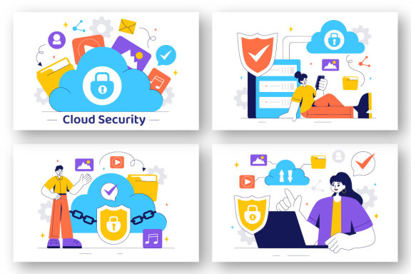 13 Digital Cloud Security Illustration
