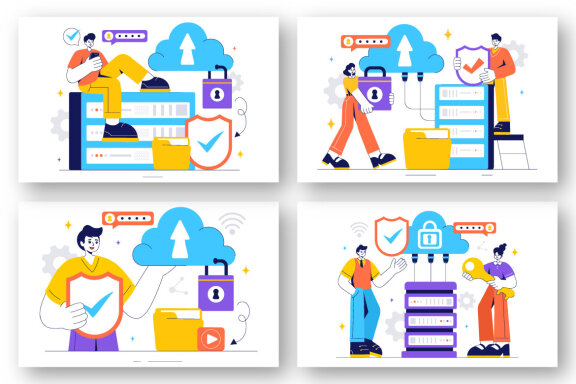13 Digital Cloud Security Illustration