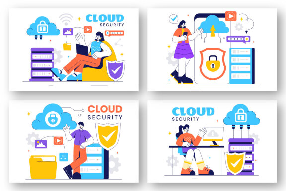 13 Digital Cloud Security Illustration