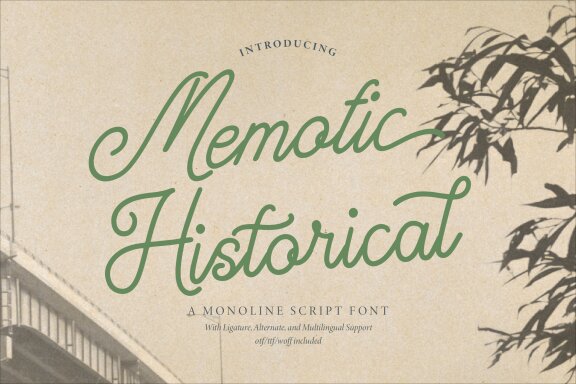 Memotic Historical | Monoline Script Font