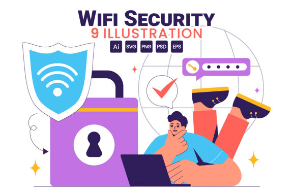 9 WiFi Security Wireless Technology Illustration