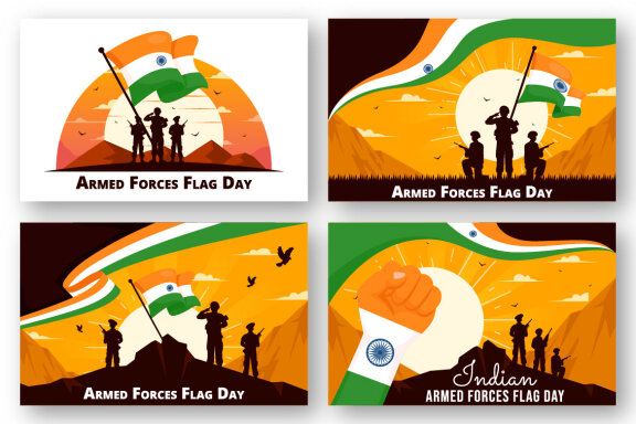 10 Indian Armed Forces Flag Day Illustration