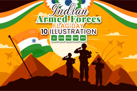 10 Indian Armed Forces Flag Day Illustration