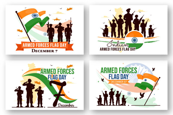 10 Indian Armed Forces Flag Day Illustration