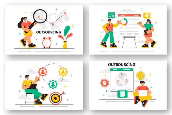11 Global Outsourcing Business Illustration