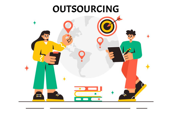 11 Global Outsourcing Business Illustration