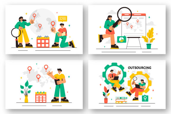11 Global Outsourcing Business Illustration
