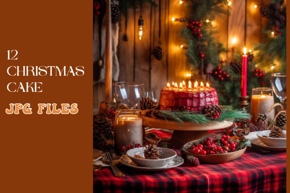 Christmas and New Year cake with christmas decor