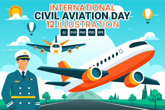 12 Civil Aviation Day Illustration
