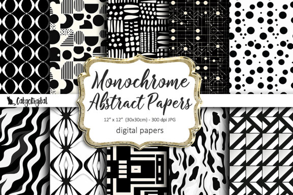 Monochrome Abstract Digital Papers