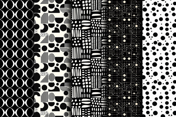 Monochrome Abstract Digital Papers