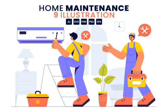 9 Home Maintenance Illustration