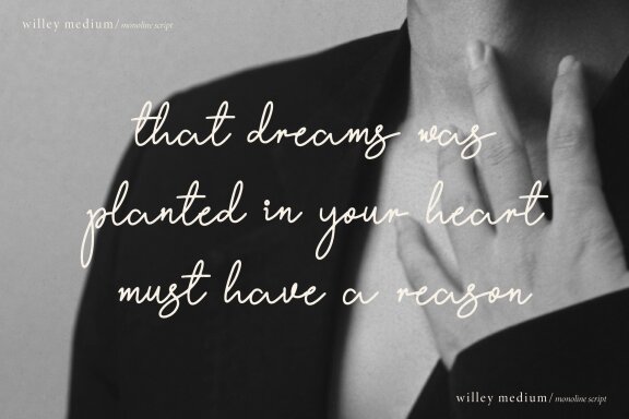Willey Medium | Monoline Script Font