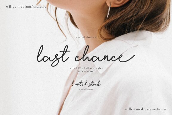 Willey Medium | Monoline Script Font