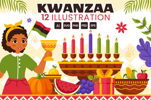 12 Happy Kwanzaa Celebration Illustration