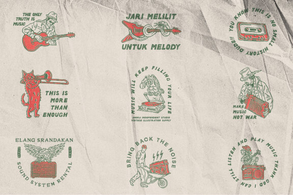 Vintage Music Illustrations & Badges