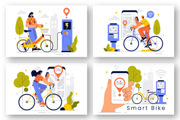 9 Smart Technology Bike Illustration