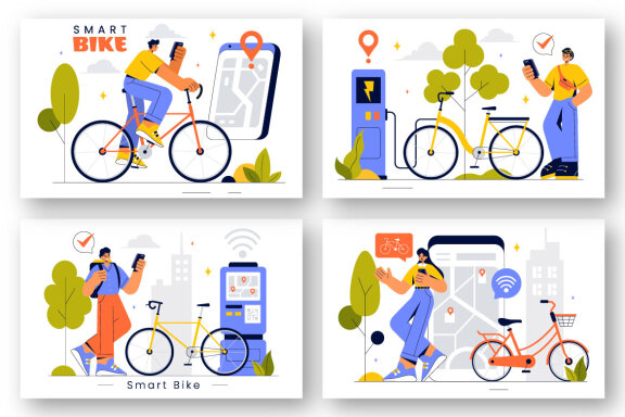 9 Smart Technology Bike Illustration