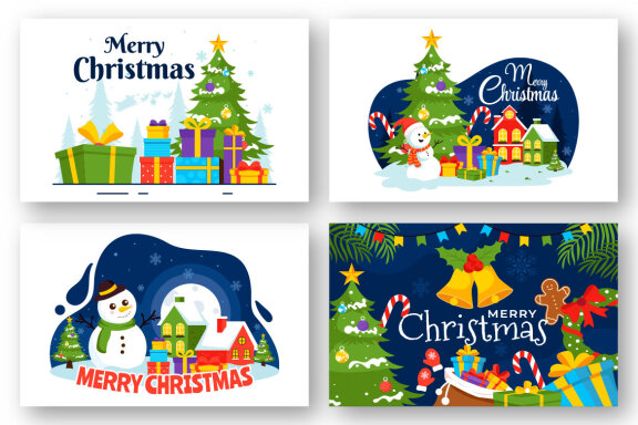 12 FREE Merry Christmas Illustrations
