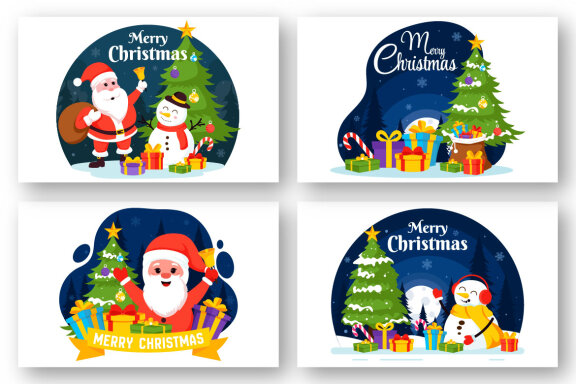 12 FREE Merry Christmas Illustrations