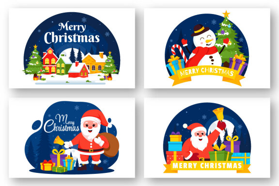 12 FREE Merry Christmas Illustrations