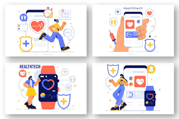 9 Health Tech Devices Illustration