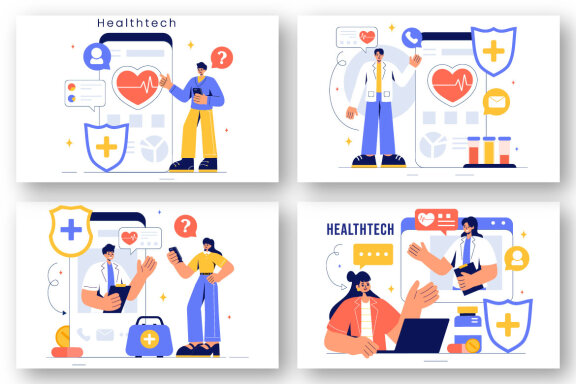 9 Health Tech Devices Illustration