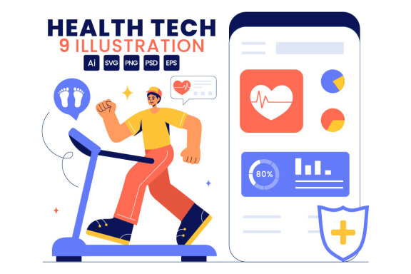 9 Health Tech Devices Illustration