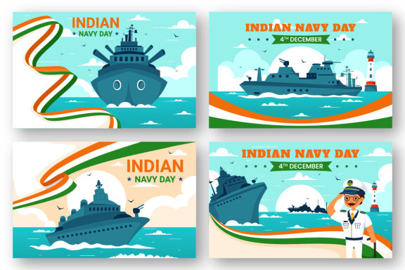 12 Indian Navy Day Illustration