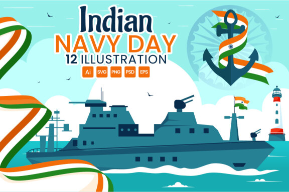 12 Indian Navy Day Illustration