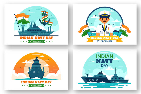 12 Indian Navy Day Illustration