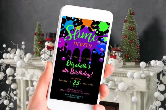 Slime Party Birthday  Evite template
