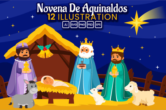 12 Novena De Aguinaldos Illustration