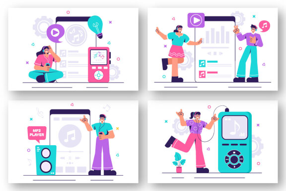 12 MP3 Music Player Illustration