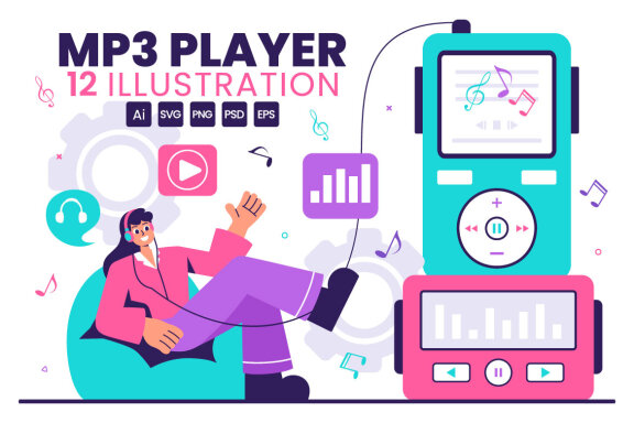 12 MP3 Music Player Illustration