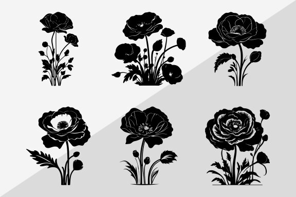 Poppy Flower Silhouette