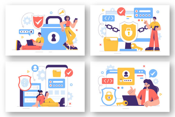 12 Digital Cyber Security Illustration
