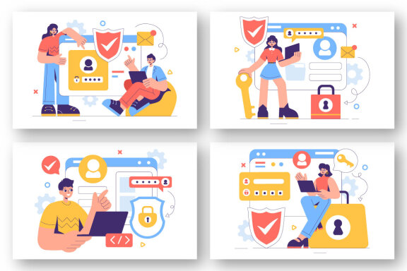 12 Digital Cyber Security Illustration
