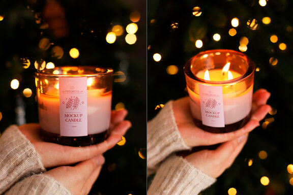Candle in Hand Mockup Set