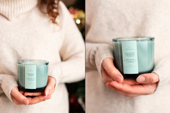 Candle in Hand Mockup Set