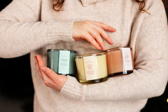 Candle in Hand Mockup Set
