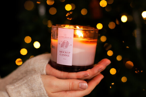 Candle in Hand Mockup Set