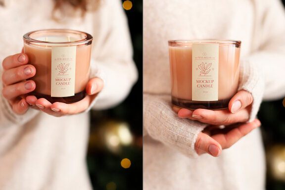 Candle in Hand Mockup Set
