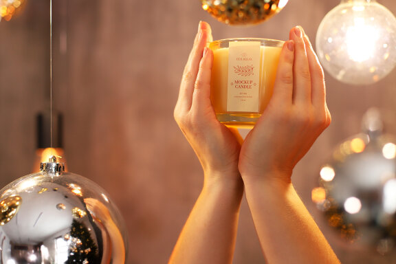 Candle in Hand Mockup Set