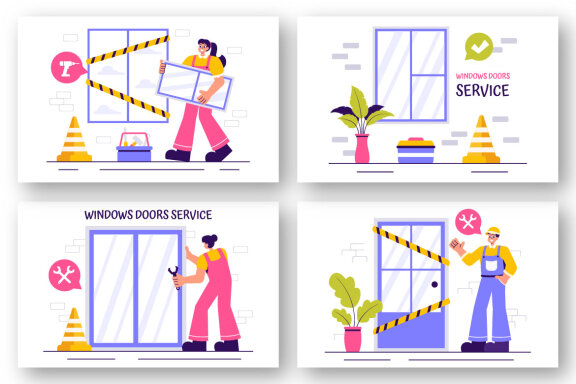 12 Windows and Doors Service Illustration