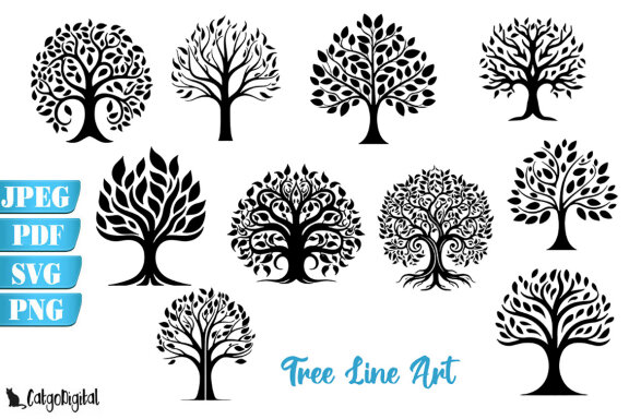 Tree Line Art Silhouette