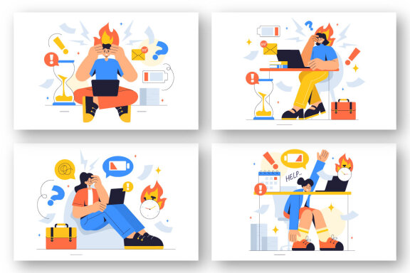 9 Work Burnout Prevention Illustration