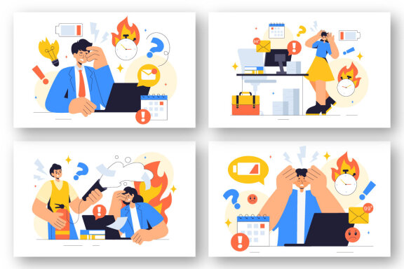 9 Work Burnout Prevention Illustration