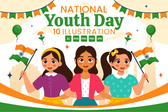10 International Youth Day of India Illustration